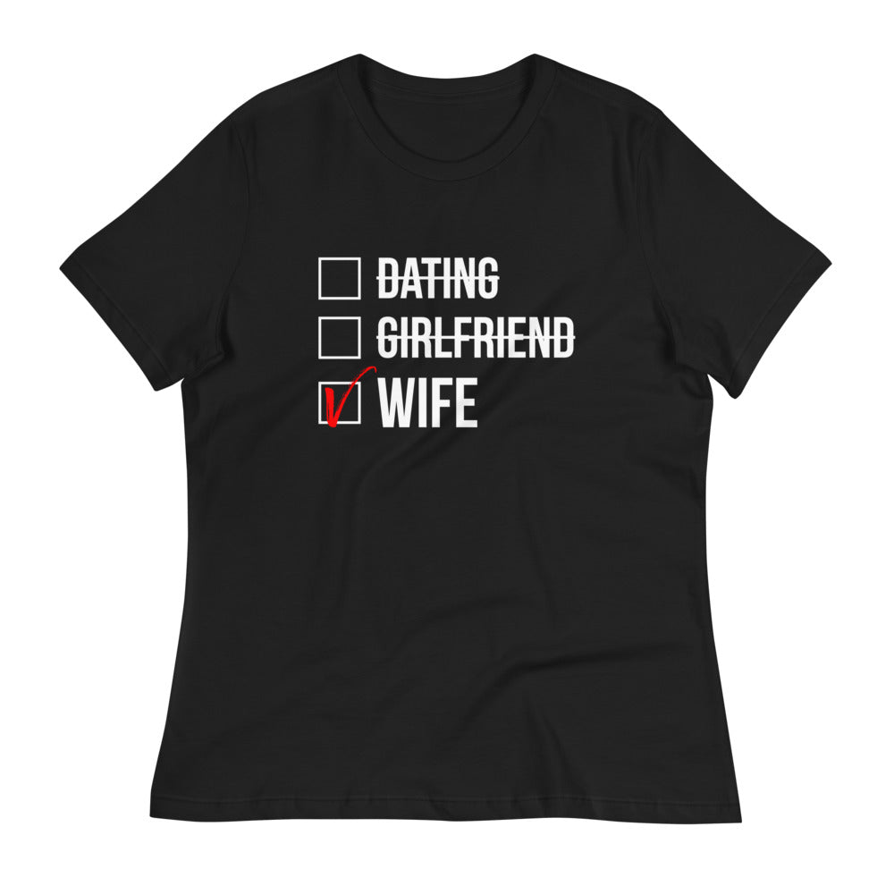 Wife Checked Box (Dark) Women's Relaxed T-Shirt